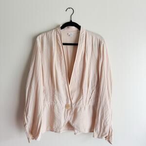 J. Jill Cream Pleated Single Button Linen Jacket - XL